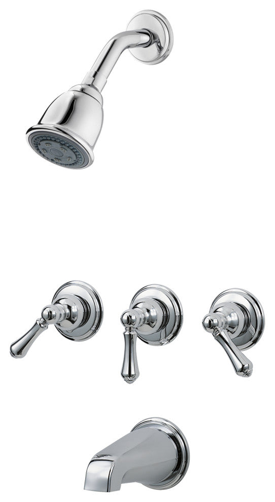 Pfister 3-Handle Tub and Shower Trim Kit Metal Lever Handles, Polished Chrome