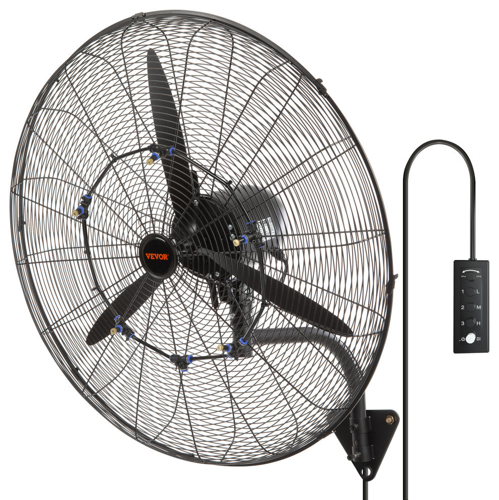 VEVOR Industrial Wall Mount Fan Oscillating Metal Fan 3 Speed, 30"œ Waterproof