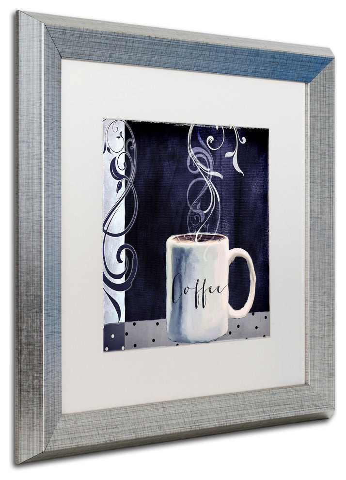 Color Bakery 'Cafe Blue I' Art, Silver Frame, White Matte, 16"x16"