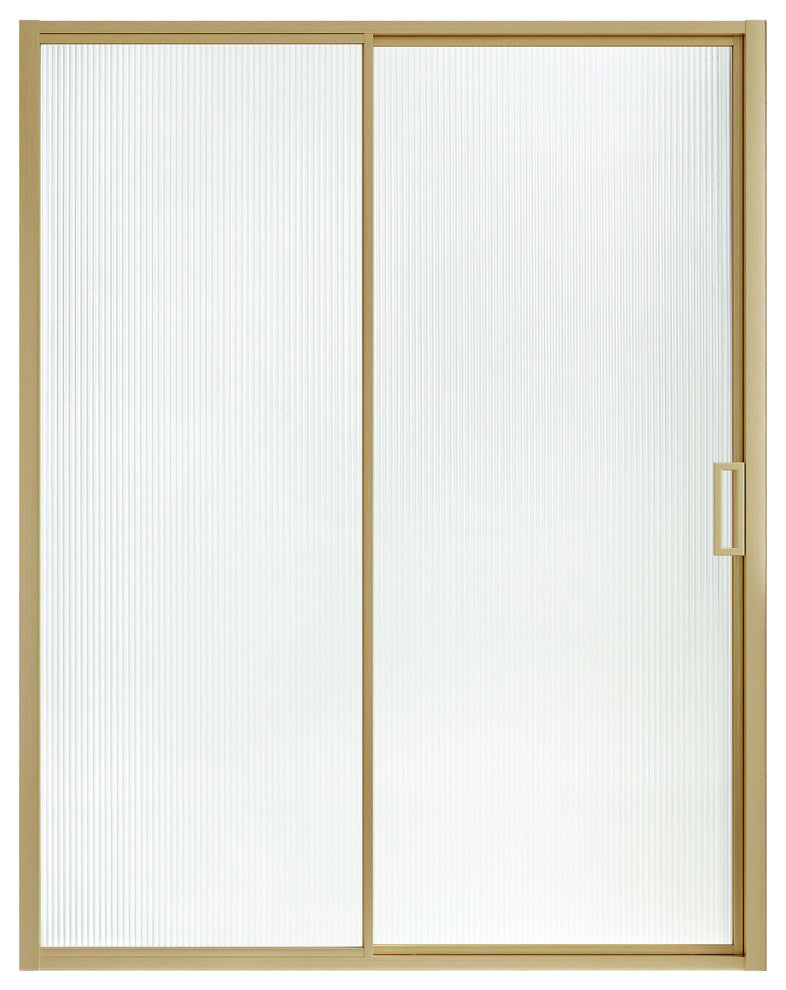 Stanford Sliding Fluted Alcove Shower Door, Brushed Gold, 60"