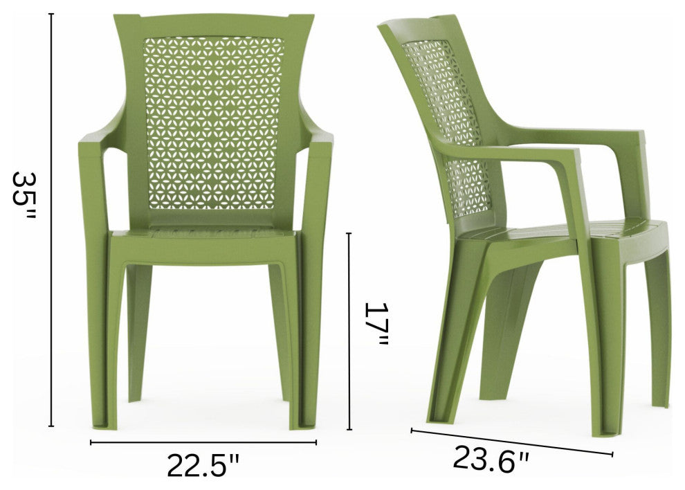 Mira Outdoor Patio Chairs, Set of 2, Green