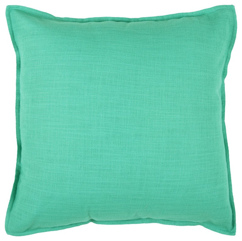 Aqua Solid Color Flange Edge Throw Pillow