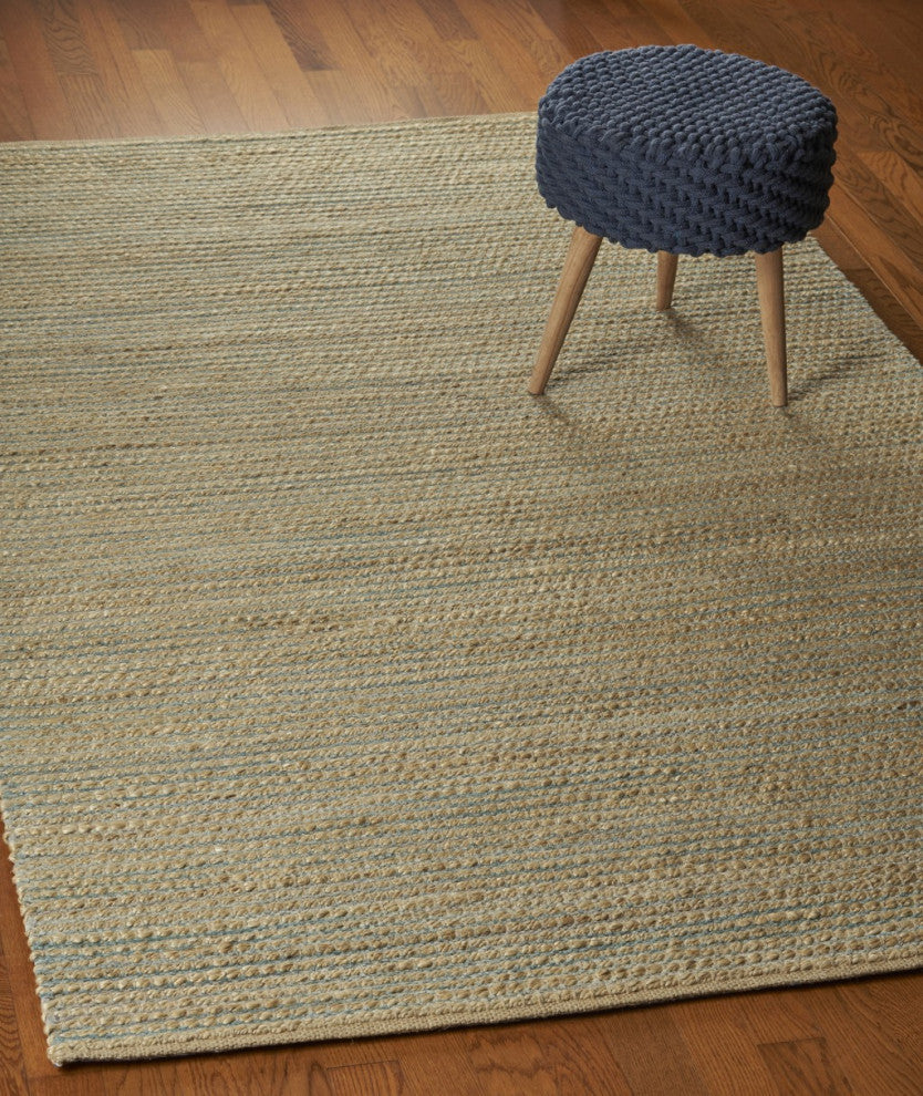 8' x 10' Tan and Blue Undertone Striated Area Rug