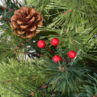Costway 5FT Pre-Lit Christmas Tree w/ 100 LED Lights Red Berries Pine Cones