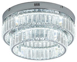 2-Light Chrome Dimmable LED Flush Mount With Clear Crystals