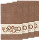 Linum Home Textiles Annabelle Embellished, Latte, Bath Towel, 4-Piece Set