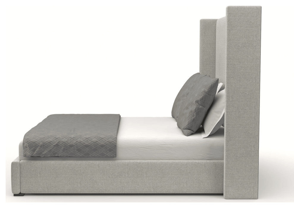 Nativa Interiors Irenne Plain Bed, Grey, Queen, High Headboard