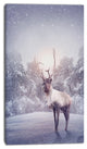 Huge Reindeer Standing in Snow, Animal Canvas Art Print, 16"x32"