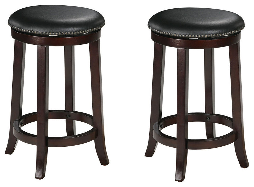 15"x15"x24", Espresso Swivel Counter Height Stool, Set of 2