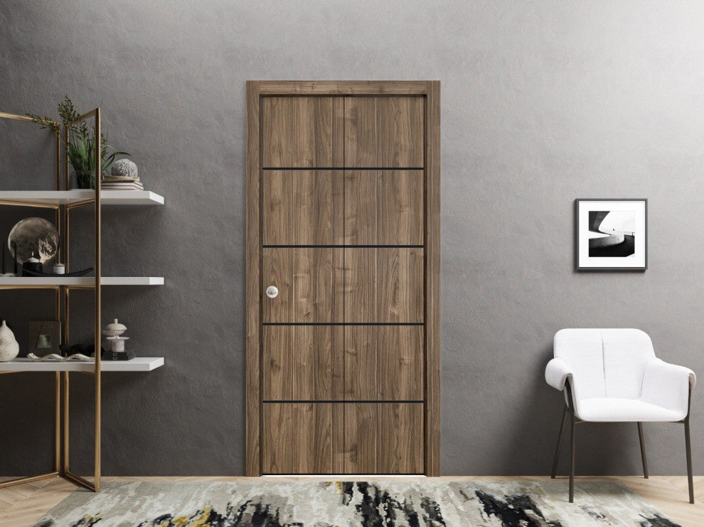 Bi-fold Doors 48 x 80 | Planum 0015 Walnut with  | Sturdy Tracks
