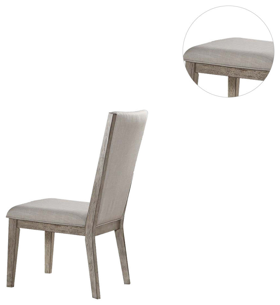 Set of 2 Fabric Side Chair, Gray Oak Finish