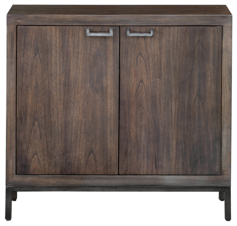 Contemporary Slim Wood Console Cabinet Simple Classic Silver Walnut Elegant