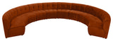 Limitless Velvet Upholstered 10-Piece Modular Sectional, Cognac