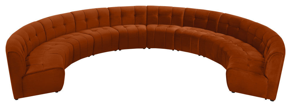 Limitless Velvet Upholstered 10-Piece Modular Sectional, Cognac