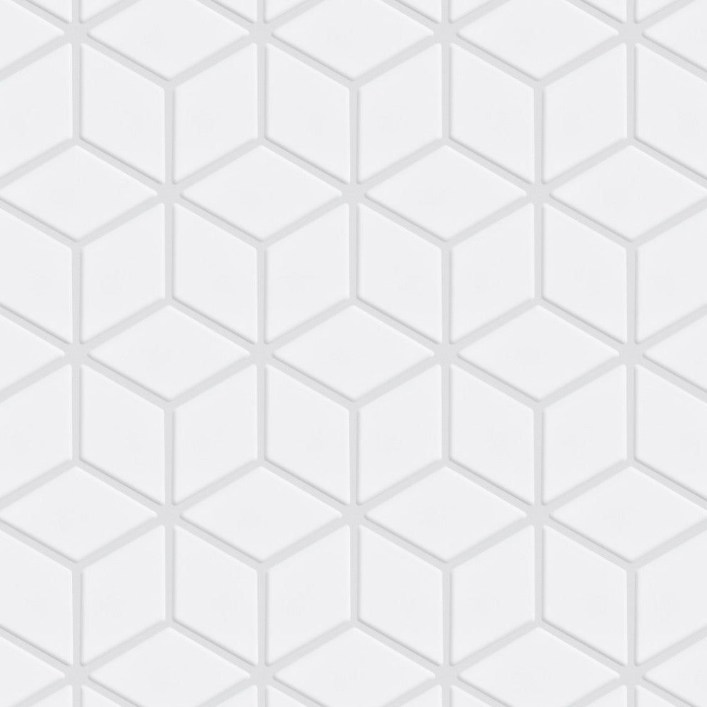 Hudson Rhombus Matte White Porcelain Floor and Wall Tile