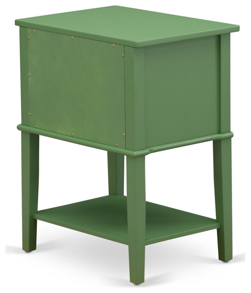 Wooden Nightstand, 2 Wooden Drawers, Clover Green Finish
