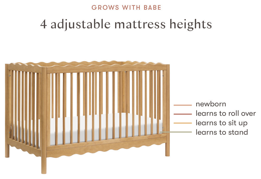 Swell 4-in-1 Convertible Crib With Toddler Bed Conversion Kit, Honey