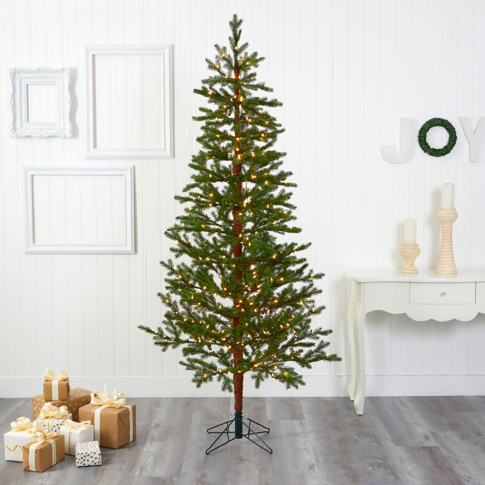 7.5' Fairbanks Fir Faux Xmas Tree W/ Multifunction Lights & Bendable Branches