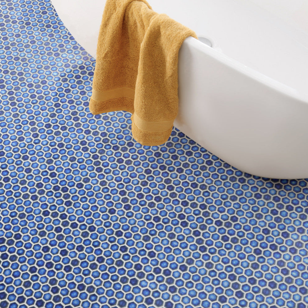 Hudson 1" Hex Sapphire Porcelain Floor and Wall Tile