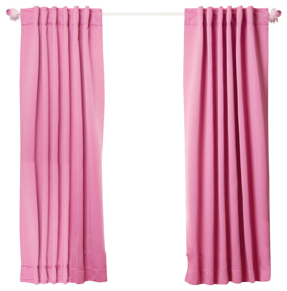 Solid Thermal Blackout Curtain Panels, Pink, 63", Set of 2