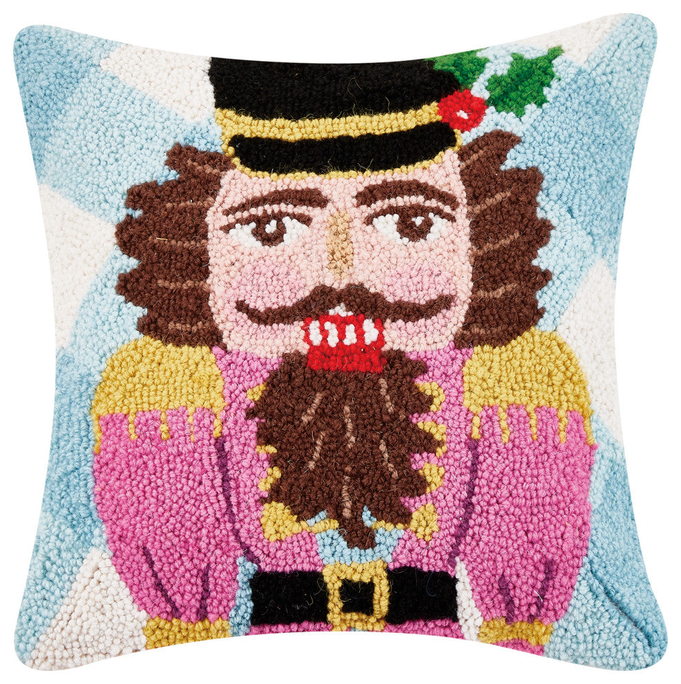 Festive Gingham Nutcracker Hook Pillow
