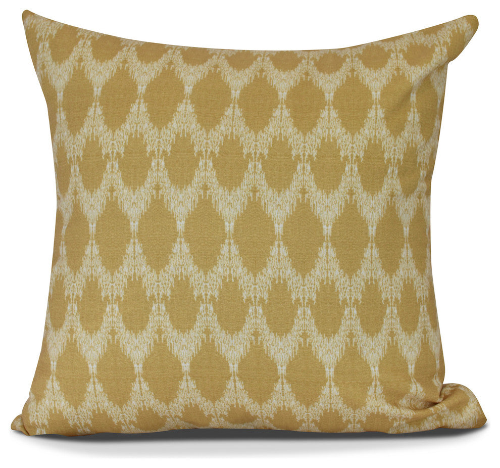 Peace 2, Geometric Print Pillow, Gold, 26" x 26"