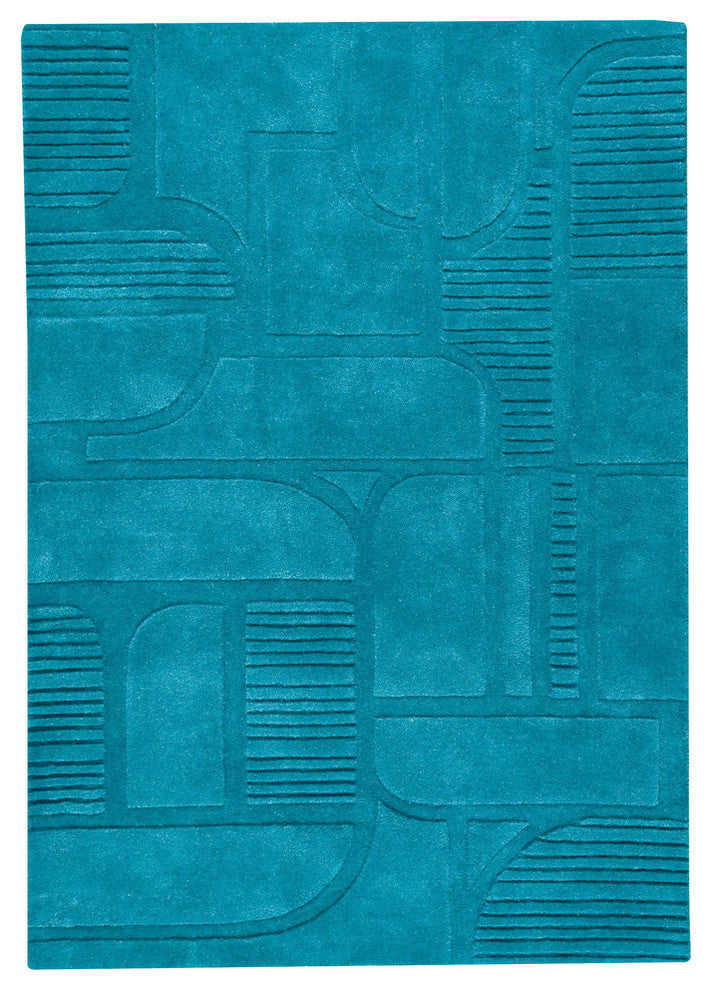 Hand Tufted Petrol Wool Area Rug, 6''6"x9''9"