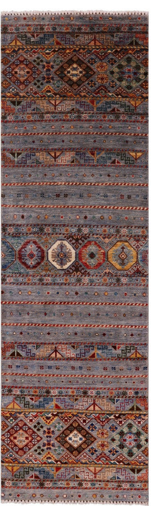 2' 8" X 8' 9" Runner Khorjin Super Kazak Hand-Knotted Rug Q5714
