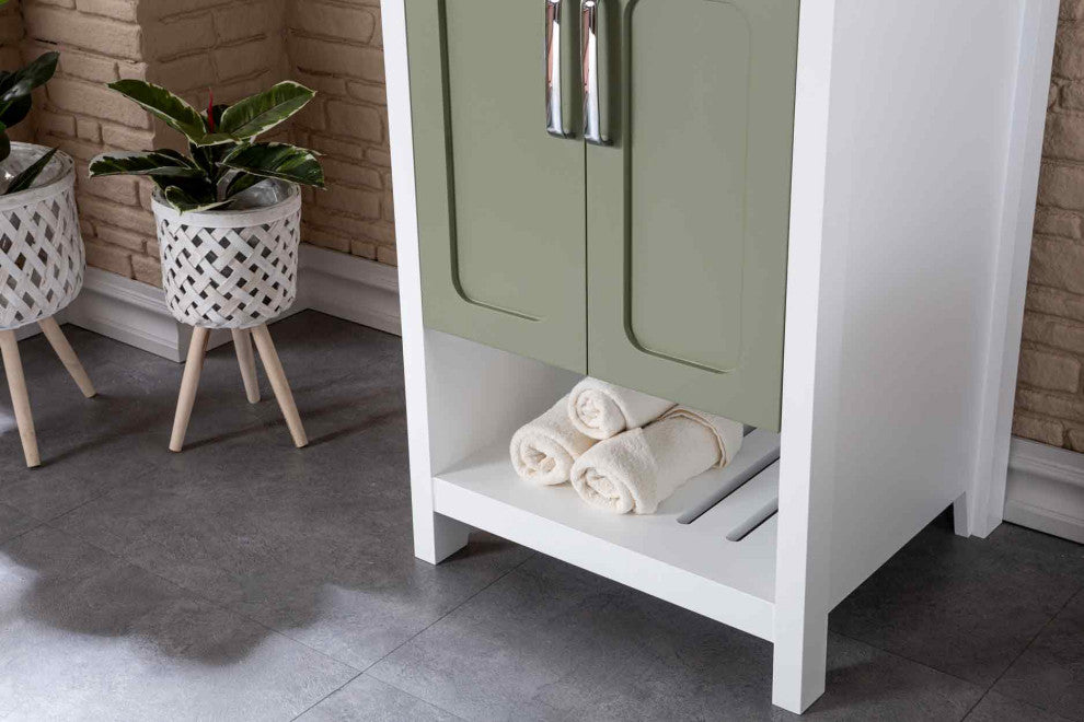 Florin Collection 24" Bathroom Vanity With Sink, Mirror, Countertop, Green