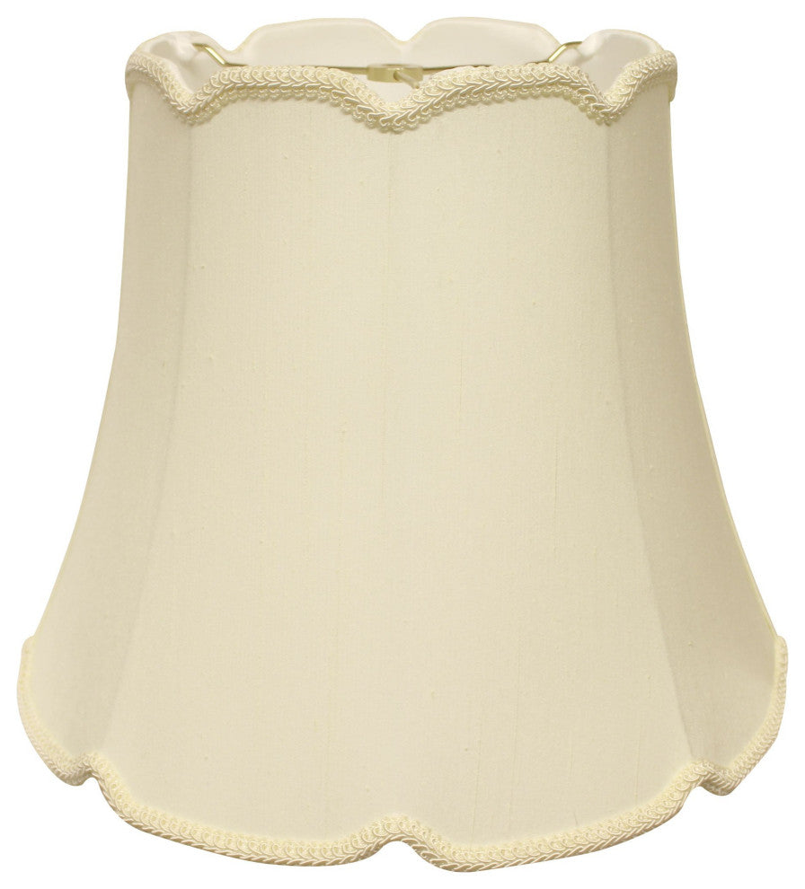 18" Ivory Empire Slanted Cylinder Scroll Edge Silk Lampshade