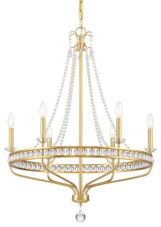 Crystorama Lighting Group SEV-1806 Seville 6 Light 28"W Beaded - Aged Brass