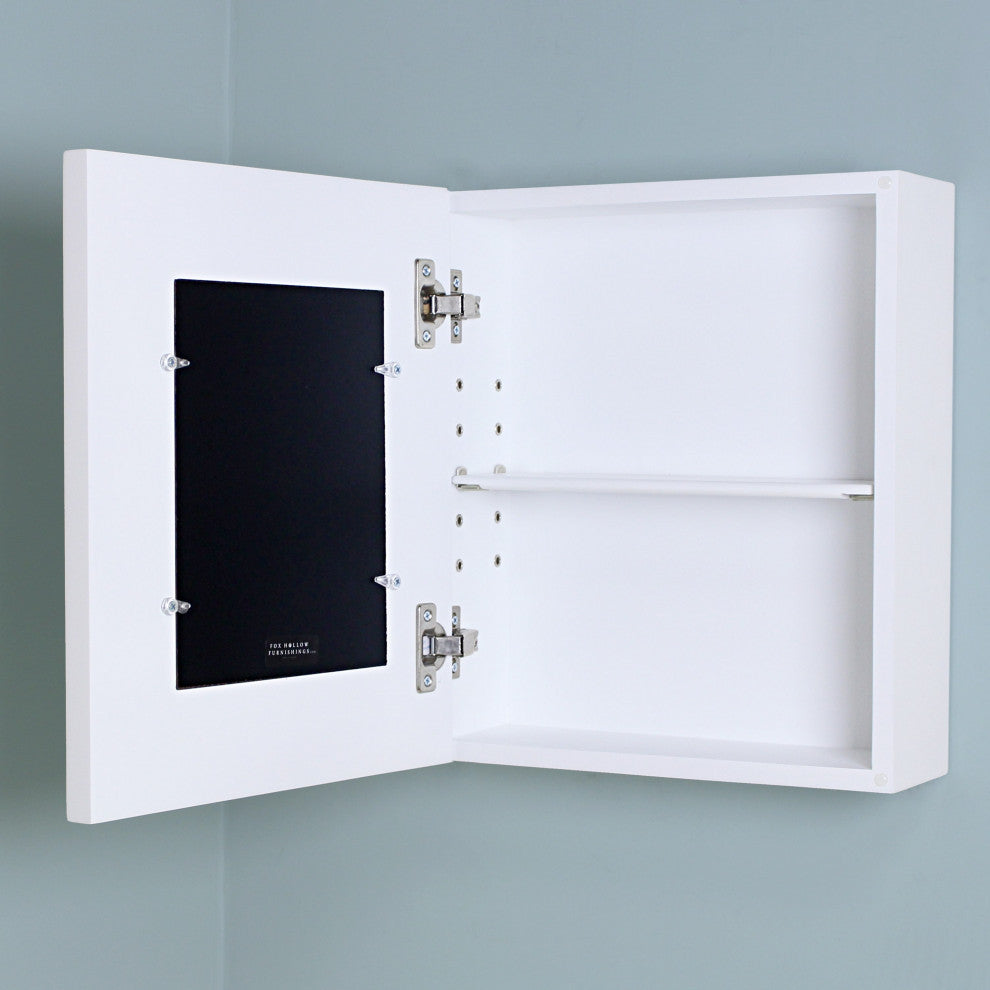 Compact Portrait Wall-Mount Picture Perfect Medicine Cabinets - 15-3/4"x13-3/4", Contemporary White
