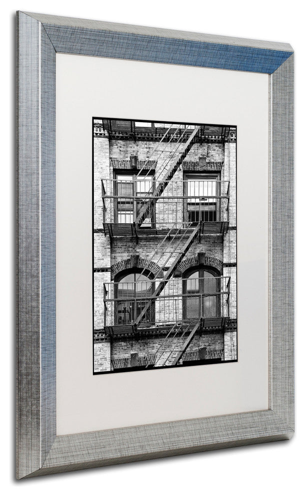 Philippe Hugonnard 'Fire Escape Manhattan', Silver Frame, White Mat, 14x11