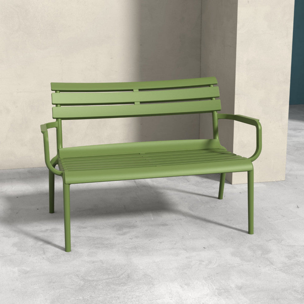 Paris Outdoor Bench Olive Green