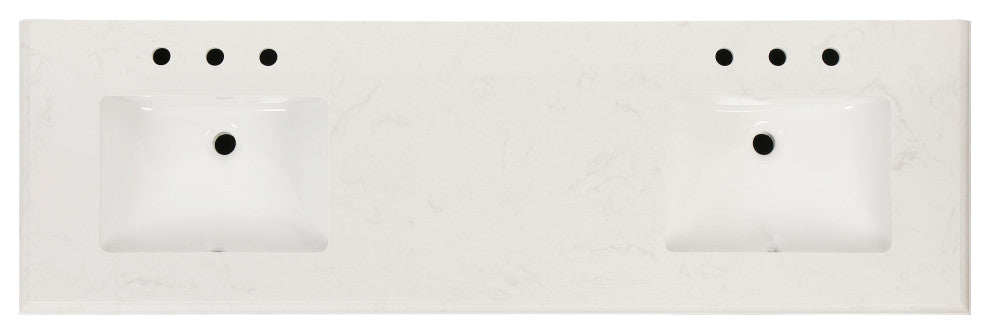 Freestanding Double Bathroom Vanity with White Carrara Marble Top, Navy Blue, 72"