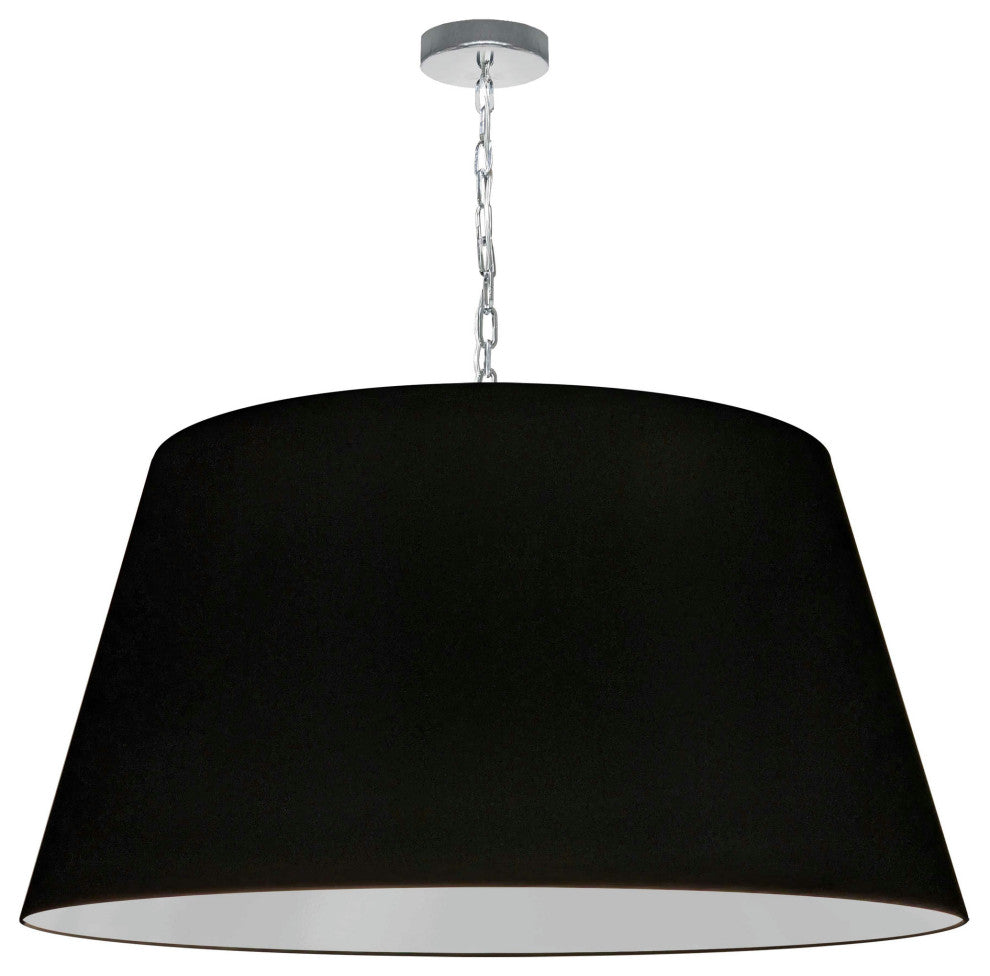 1 Light Brynn X-Large Pendant, Black Shade, Polished Chrome