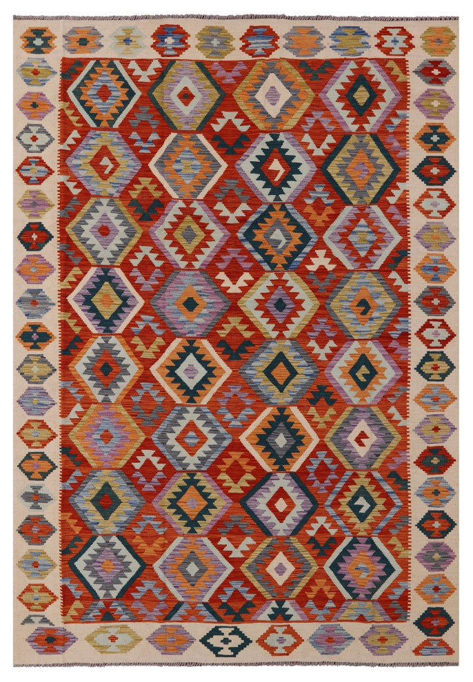 Kilim Flat Weave Reversible Rug 6' 10" X 9' 5" Q8501