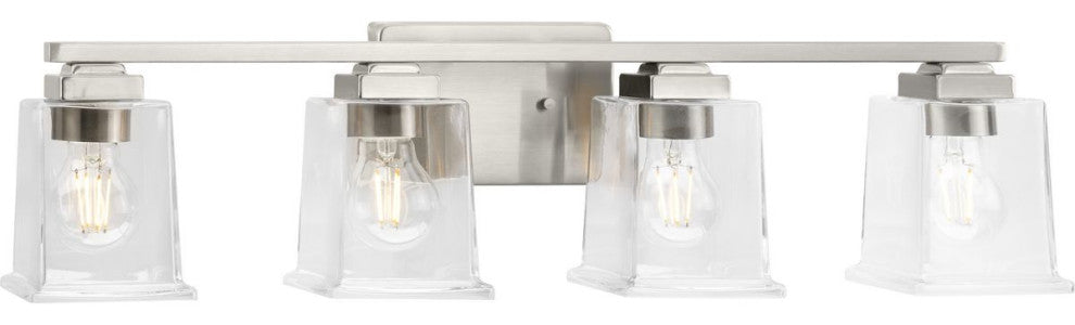 Gilmour Collection 4-Light Brushed Nickel Clear Bath Vanity Light