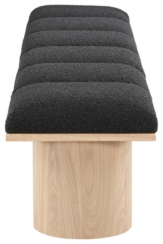 Pavilion Boucle Fabric Upholstered 6-Piece Modular Bench, Black, Natural Finish