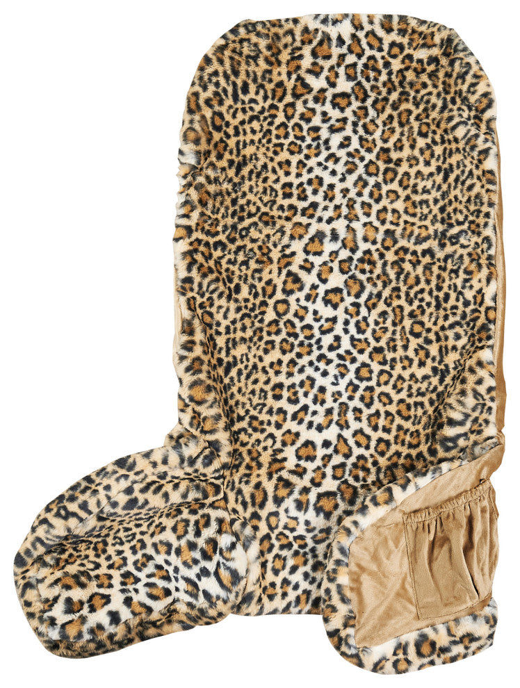 Home Soft Things Animal Pattern FauxFur Bedrest Shell, NO INSERT, Leopard, 28"x30" X17"