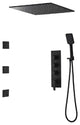 Black Shower System Large Rainfall Shower Head with Hand Shower and 3 Body Jets, 16 Inches With Standard Shower Valve