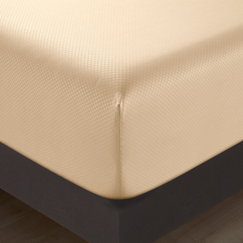Tobol 6 Piece Embossed Sheet Set, Beige, Twin