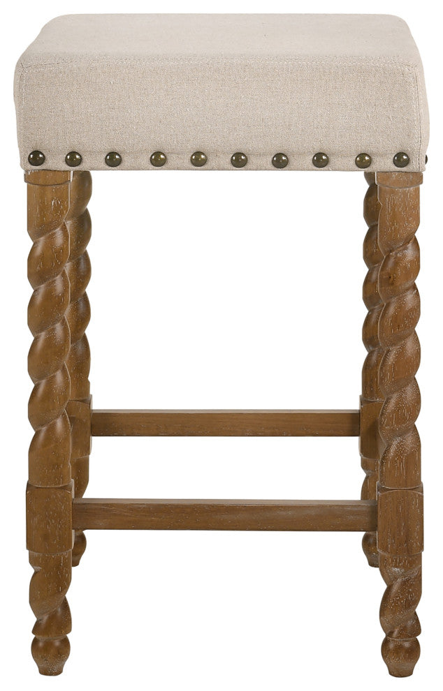 Thomasville Rta Stool 24", Natural Oak and Linen