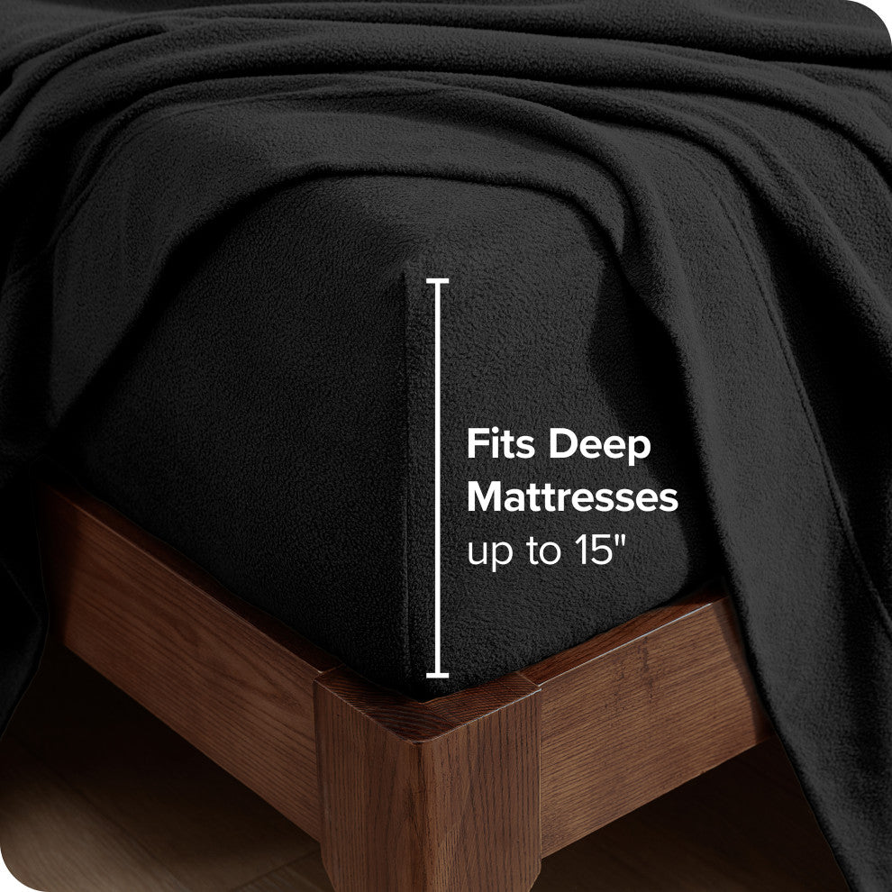 Polar Fleece Sheet Set, Black, Twin