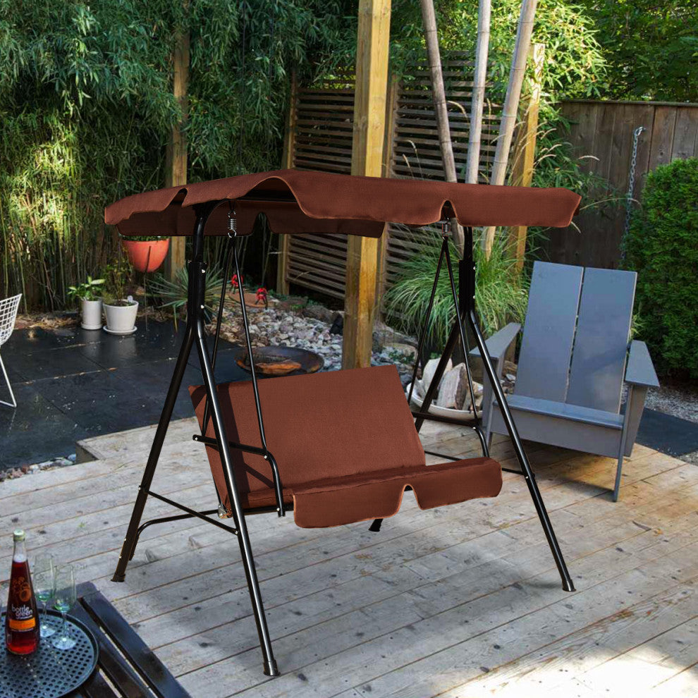 Costway Loveseat Patio Canopy Swing Glider Hammock Cushioned Steel Frame