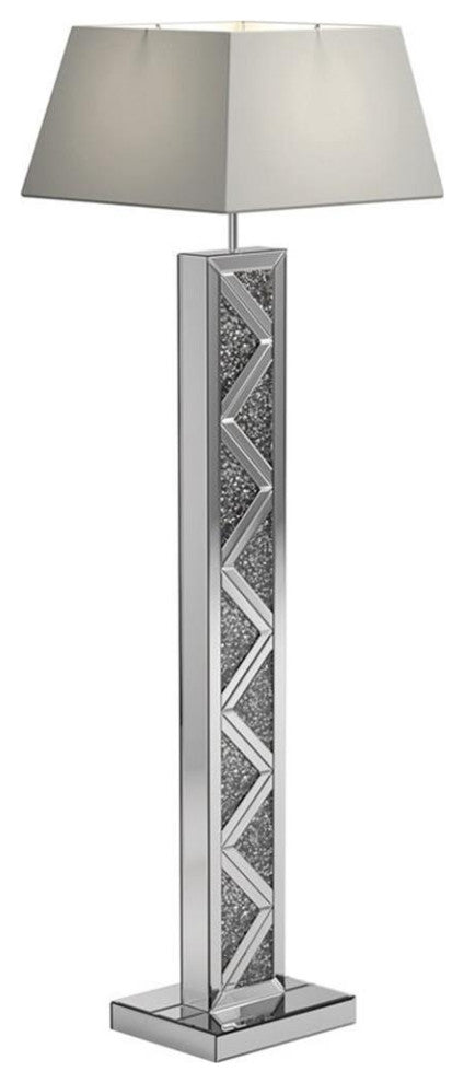Coaster Carmen Contemporary Glass Geometric Base Floor Lamp in Silver