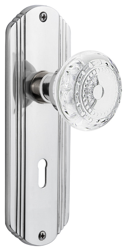 Deco Plate Double Dummy With Keyhole Crystal Meadows Knob, Bright Chrome, DECCME