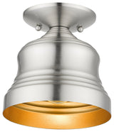 Livex Lighting Endicott 1-Light Brushed Nickel Bell Petite, Semi-Flush