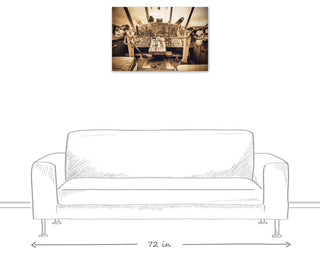 Sepia Airplane Cockpit 20"x30" Canvas Wall Art