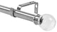 1" Crystal Ball Drapery Curtain Rod, Brushed Steel, 28"-48"